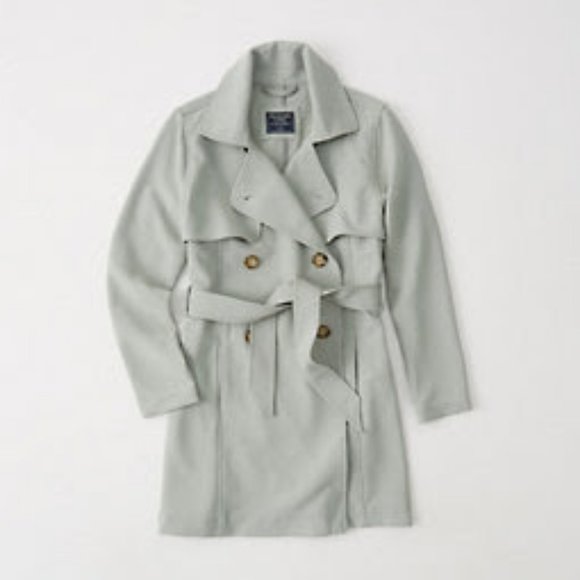 Abercrombie & Fitch Drapey Trench Coat in Mint - Picture 1 of 9